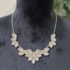 C Women's Gold Tone Clear Teardrop Rhinestones Princess Necklace